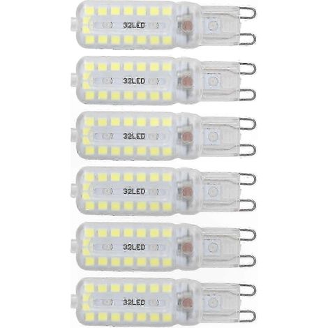 Ampoules LED à intensité variable, lot de 6, 7 W, culot G9, lumière blanche 360°, pour meubles, bureaux et appliques murales (1/4)