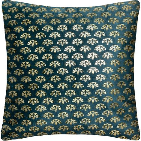 Coussin Tropique en Velours Bleu Pato de 40x40 cm – Atmosphera Créateur d'Intérieur (1/3)