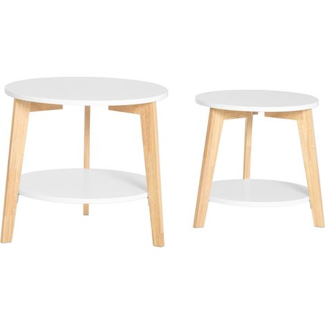 SoBuy Set of 2 Side Tables Coffee Tables Nesting Tables, FBT75-W