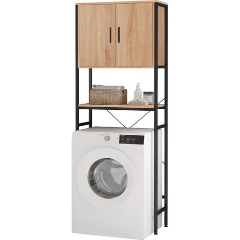 Meuble WC style industriel, bois d'ingénierie et métal, 64,5x27x170 cm (1/5)