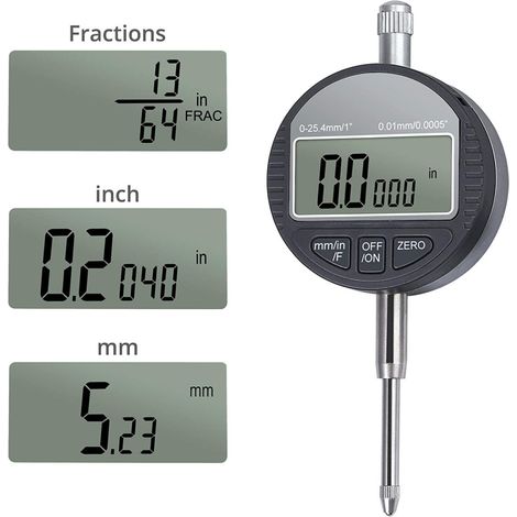 TrAdE Shop Traesio - Comparatore Centesimale Digitale Con Display 0-25,4mm/0,5" Tornio 0,01mm/0,005" - (1/4)