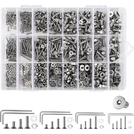 Schraubenset M2-M5 1280 Teile Edelstahl A2 Senkkopf Innensechskant (1/5)