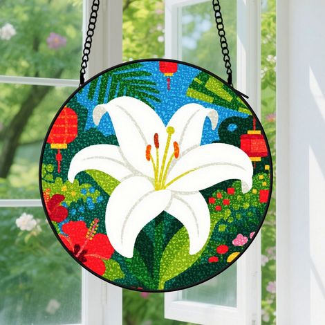 Suspension en vitrail - Attrape-soleil coloré pour porte, décoration maison unique, cadeau Fête des Mères, Noël pour femme, homme, maman 9cm (1/5)