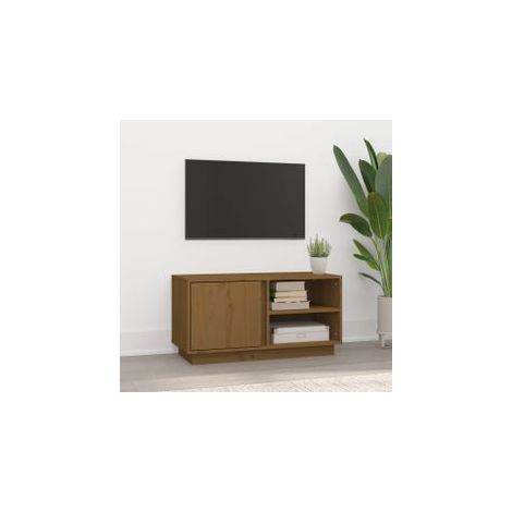 Meuble TV Marron miel 80x35x40,5 Bois de pin massif (1/5)