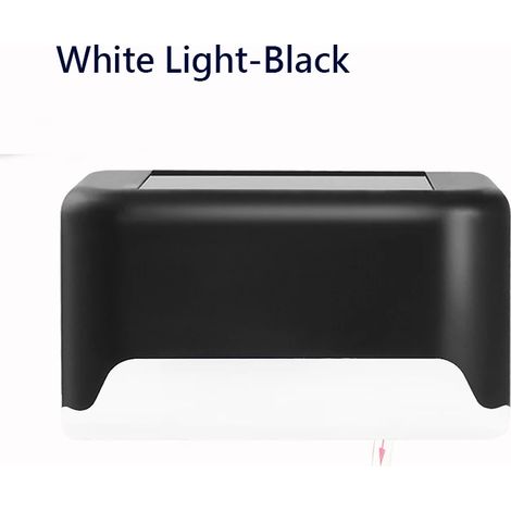 (1 pièce - Lumière blanche - Noir) Lampe solaire LED blanc chaud pour marches, allées, escaliers, jardin, balcon, terrasse, clôture - Étanche - Décoration lumineuse. (1/5)