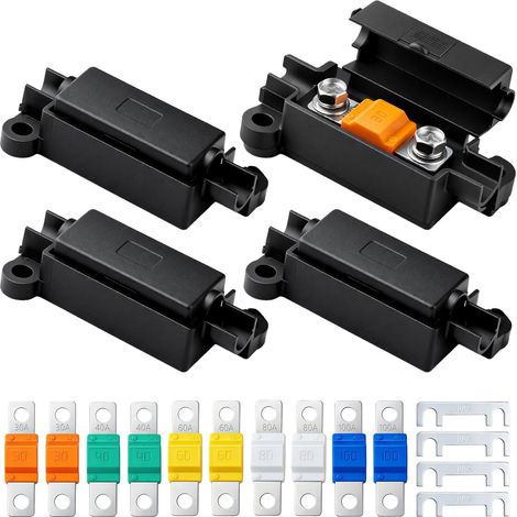Lot de 4 PorteFusibles Midi avec 10 Pièces 30/40/60/80/100A Boite a Fusible (1/5)