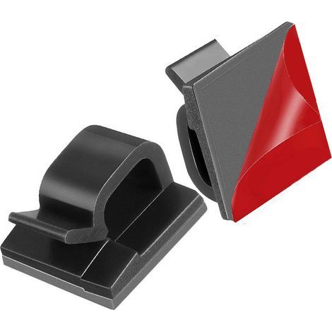 Support de câble autocollant, organisateur de câbles de bureau simple pour le rangement des fils, petit carré noir (1/5)