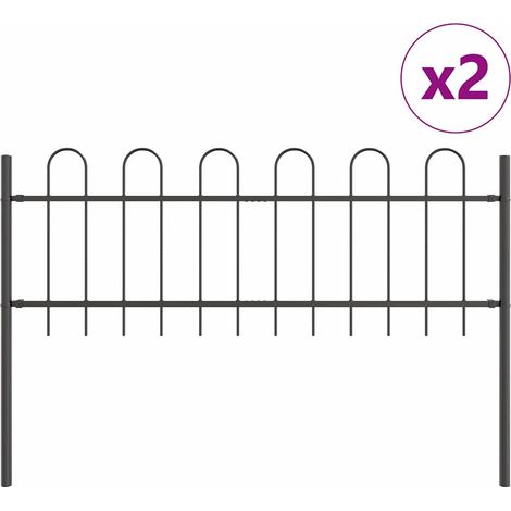 Valla de Jardín BOXTEL 2 uds. 3,4 x 0,6 m Gris vidaXL