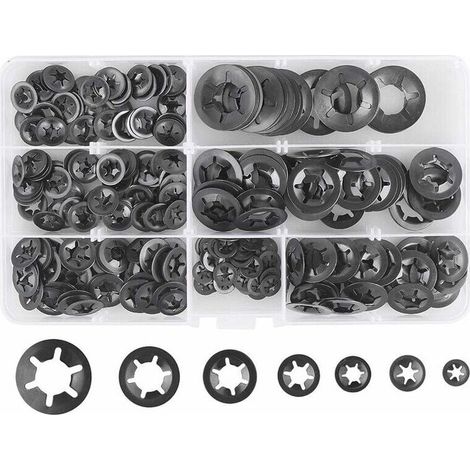 Rondelles de blocage en acier au manganèse – Lot de 280 pièces – 7 tailles M3 à M12 – Pour fixation sécurisée et rangement pratique - 7Tailles (1/5)
