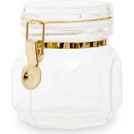 Premier Housewares Octagonal Canister With Silver Finish Lid Kitchen Canister For Food Storage Airtight Jar / Jars Canister For Tea Coffee Sugar 12 x 13 x 12 (1/4)