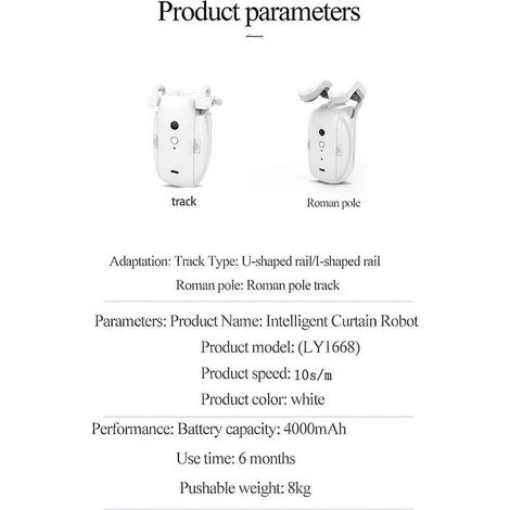 Système de tringle à rideaux robotisée TUYA Smart ZigBee double, rails en T/U, blanc (1/5)