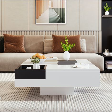 Tavolo con contenitore LED bianco nero 72 cm OKMYHOME (1/5)