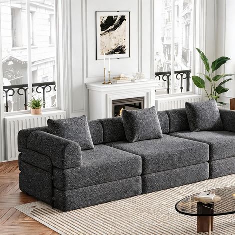 Canapé convertible 2-en-1 avec rangement tissu chenille (1/5)
