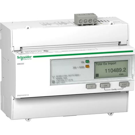 Schneider A9MEM3355 3-Phasen-Energiezähler 125A iem3355 Modbus, Mehrtarif, kW-Alarm (1/2)
