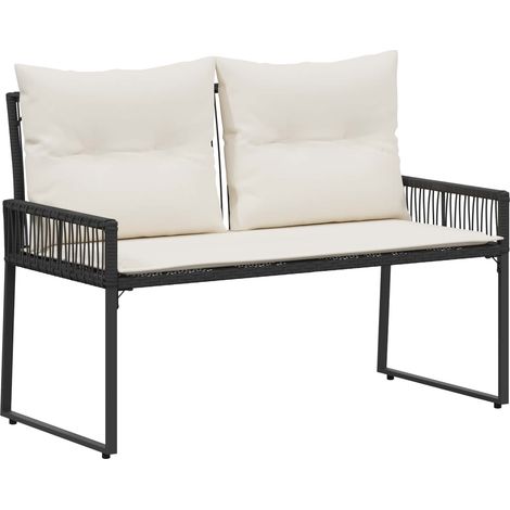 Outdoor Bench 4 pcs Black and Cream White Poly Rattan vidaXL