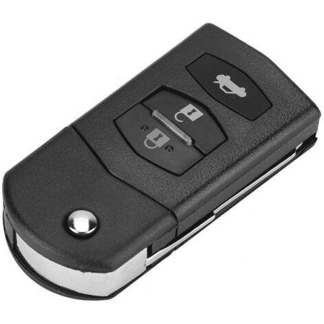 Coque de Clé, Coque de Clé à Distance, 3 Boutons en ABS et Métal pour Voiture à Distance Pliable à Rabat pour MAZDA 2 3 5 6 RX8 MX5 (noir) (1/5)