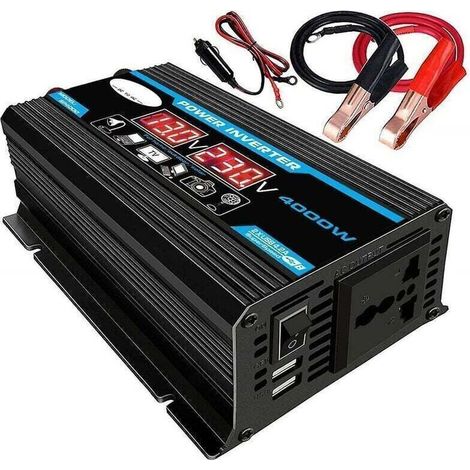 Convertisseur 12V 220V pur sinus 300W Onduleur à onde sinusoïdale pure Télécommande et double prises AC pour véhicule (1/5)
