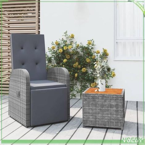Ensemble de salon de jardin - FAFEICY - 3157657 - Rotin poly gris - Structure acier - Plateau acacia (1/5)