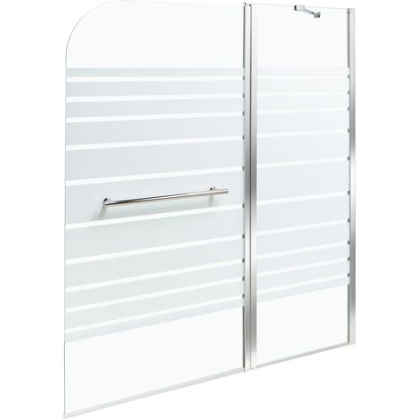 Mampara de baño minimalista con puerta de vidrio templado plateado 140 x 120 cm Tuapi