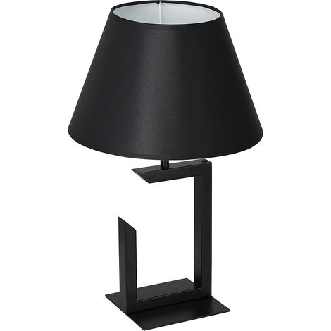 Lampe table métal noir abat-jour cône 45cm E27 Luminex