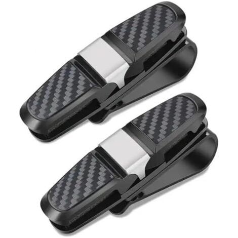 Sonnenbrillenhalter für die Sonnenblende im Auto, Sonnenbrillenhalter zum Anclipsen, Brillenhalter fürs Auto, doppelseitiger Clip und um 180 Grad drehbarer Clip (2er-Pack)