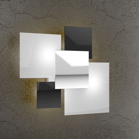 Applique Contemporanea Shadow Metallo Bianco Vetro Nero 4 Luci E27 46Cm (1/3)