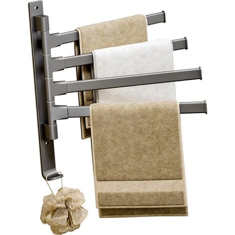 Porte-serviettes mural 30 cm gris pour salle de bain (1/5)