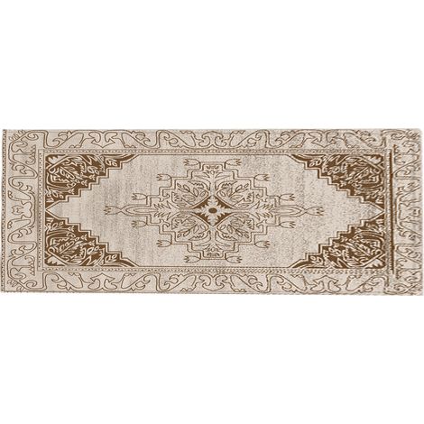 Tapis De Bain - Motif Floral Jaune Pâle - Antidérapant Absorbant - Pour Salle De Bain Cuisine Salon - 40x120cm (1/5)