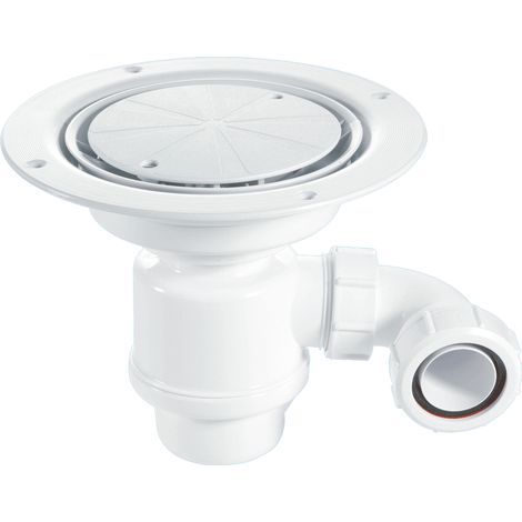 McAlpine TSG1WH-STW2R 50mm Water Seal Resealing Trap with 1½" x 90° Swivel Multifit Outlet Bend, White Plastic Clamp Ring and Cover Plate with Securing Screws (1/2)