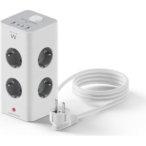 Ewent Multipresa Verticale a Torre 12-in-1 (3680W/16A) Presa Multipla con 8 Schuko,2 USB-C e 2 USB-ACon Iinterruttore Luminoso Protezione SovratensioneCavo 2m Per Elettrodomestici,Casa,Ufficio (1/5)