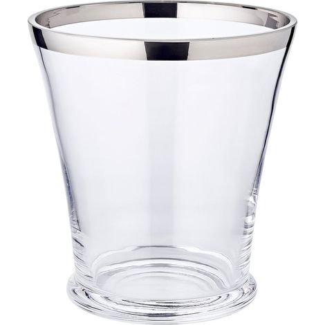 Seau à Champagne et Bouteille en Verre Cristal Soufflé Bouche avec Bord Platine H22 x Ø20 cm - PANGIVO