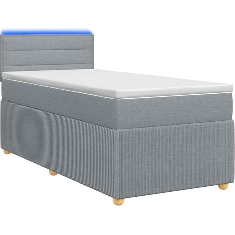 Boxspringbett mit Matratze und LED Hellgrau 90 x 190 cm Stoff vidaXL (1/5)