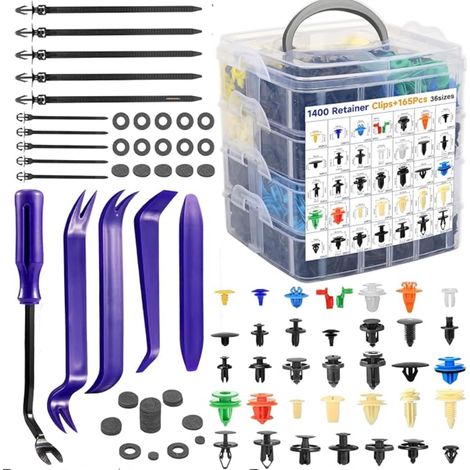 Clips De Fixation Voiture, Types Rivet Clips Voiture Universels avec Outil De DéMontage, Panneaux De Porte, Rivets D'Aile, Porte et Aile (1/5)