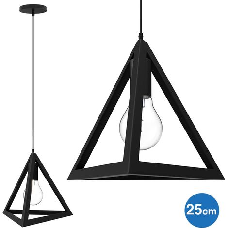 Lampadario Lampada Sospensione Piramide 25cm Design Moderno Paralume Nero