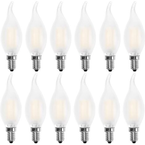 E14 LED-Flammenlampe, Kerzenform, Warmweiß 2700 K, 4 W (entspricht 40 W Glühlampe), 400 lm, 12er-Pack – LIAIKI