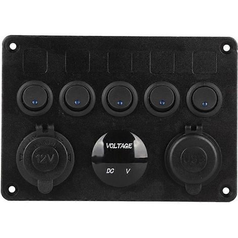 Panneau de commande à 5 interrupteurs LED avec boîte à fusibles en ligne 12V/24V (1/5)