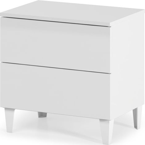 Table de chevet en bois coloris blanc brillant avec 2 tiroirs - Dim : 49 x 50 x 34 cm -PEGANE-
