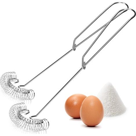 Schneebesen Handschneebesen Spiralschneebesen Edelstahl-Schneebesen Spülmaschinenfest Schaumschneebesen Schneebesen Saucenschneebesen 2-teilig Silber (1/5)