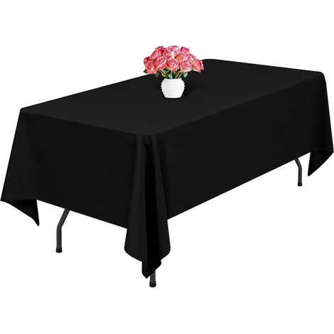 Schwarze Polyester Tischdecke 153x260 cm, flecken- & knitterfest, waschbar