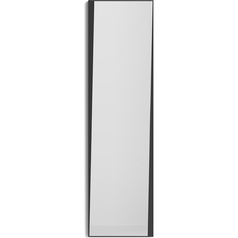 Miroir asymétrique Pleine Longueur 167x46, collection Looker, en MDF plaqué en bois d'hêtre et laqué. Noir.