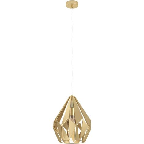 Lampadario A Sospensione Vintage Carlton Acciaio Dorato 1 Luce E27 (1/5)
