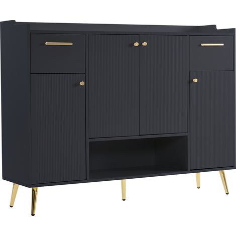 PLACARD ORGANISATEUR DE CHAUSSURES SPACIEUX MODERNE ELEVÉ PARTICLE BOARD NOIR 130.00 X 37.00 X 100.00 (1/5)