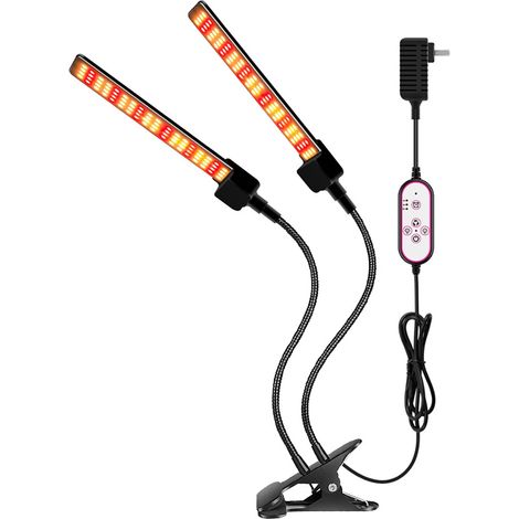 Lampara De Crecimiento Para Plantas - Timer Ciclico Automatico 4/8/12 H - 3 Modos De Luz Roja/Blanca Calida/Combinada - 5 Niveles De Brillo - Brazo De Cisne Ajustable 360° - 1 Unidad (1/5)