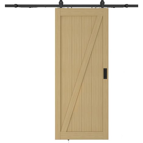Porta scorrevole con sistema esterno muro H205 x L73 cm  in Legno e MDF Naturale chiaro - BALERMA (1/3)