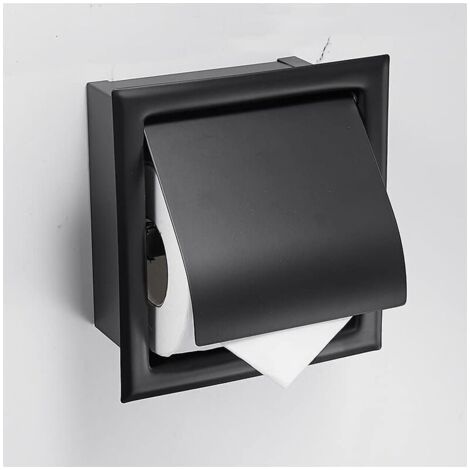 Porte Papier Toilette Encastré en Acier Inoxydable,Carrage Papier Salle Bain Portarroles Intégrées Noir (1/4)