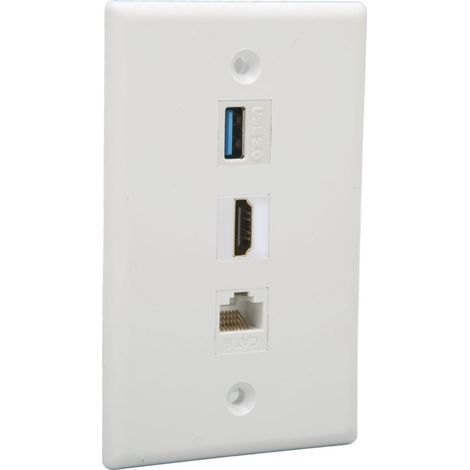 Plaque murale d'interface multimédia HD sans soudure CAT6 USB 3.0, prise murale à 3 ports (1/5)