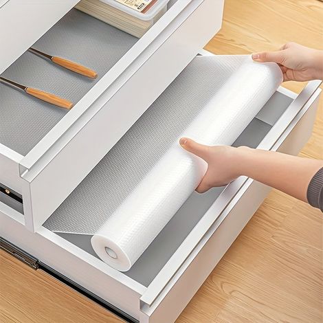 2 rouleaux de tapis en plastique pour étagères, tapis antidérapants pour tiroirs de cuisine et réfrigérateurs, 50 x 150 cm (1/5)