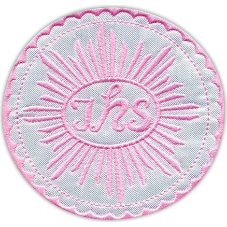 Parche IHS - rosa - Reverso autoadhesivo - Parche/insignia/emblema bordado