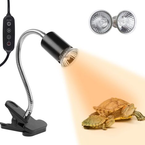 Support pour lampe à reptiles UVA/UVB, rotation à 360°, base en céramique, pour tortues, lézards, serpents et terrariums, finition noire.-AquaForge (1/5)