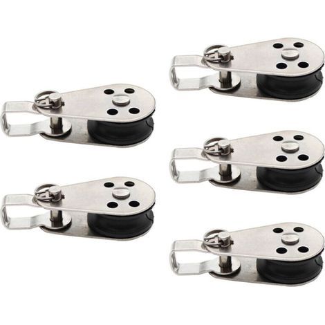 ALLIANDIS5 Pièces Poulies Bateau en Acier Inoxydable et Nylon pour Cordage Voile Bascule (1/4)